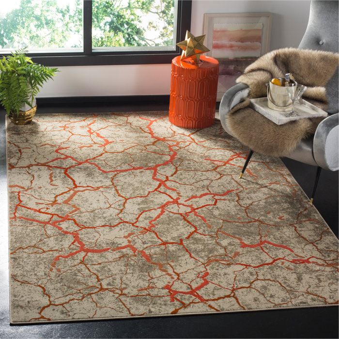 Wrought Studio Sorrentino Gray/Orange Area Rug Wayfair